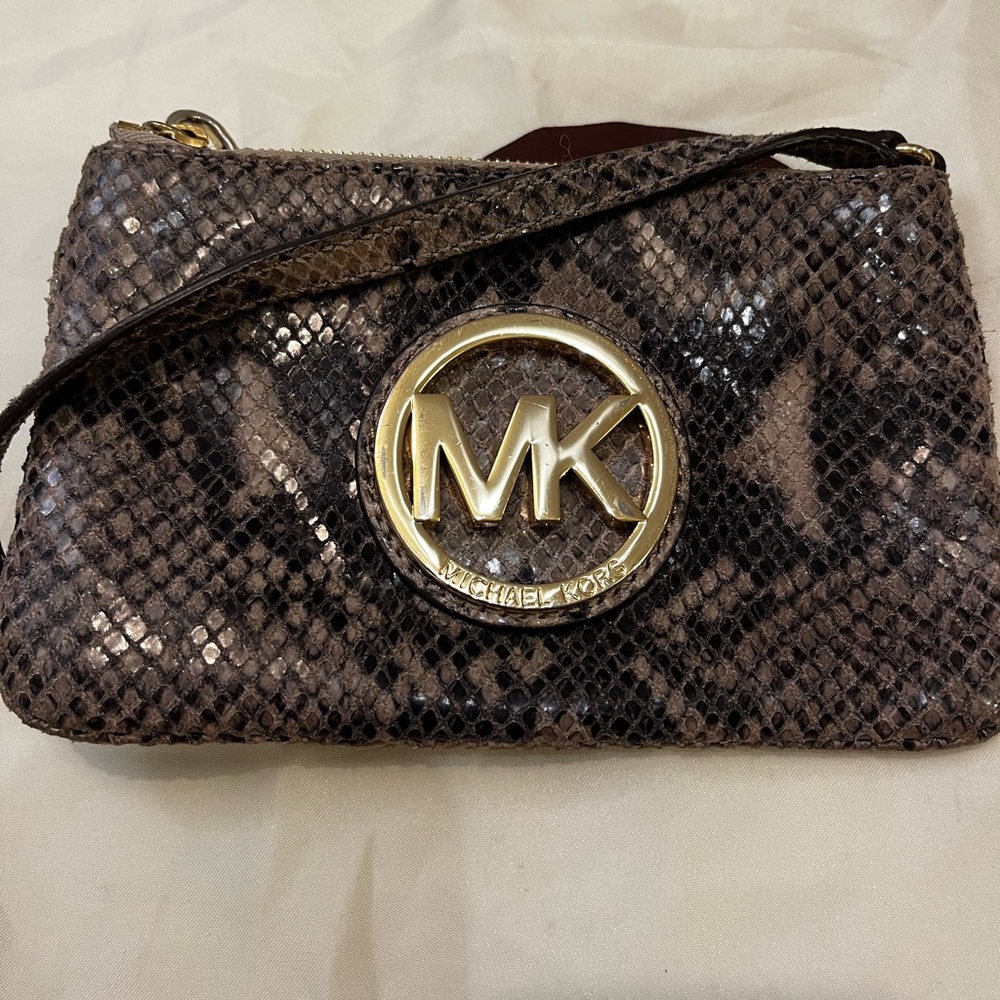 Michael Kors snakeskin wristlet